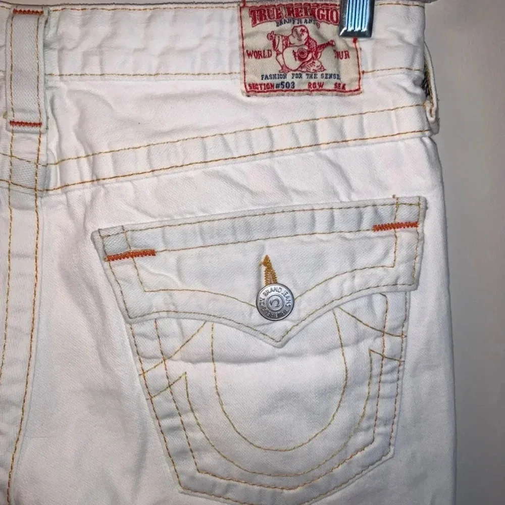 True Religion White Low Rise  Flare Distressed Jeans Y2K 30 - Picture 11 of 15